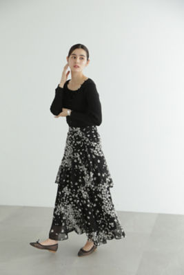 モノトーンフラワースカート（０９２３１２００２０） | ファッション 