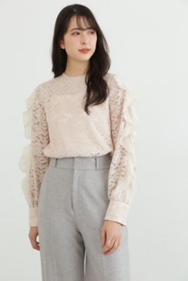 AMBIDEX Store ○ふわふわレースのまるい ブラウス(F シロ): l'atelier du savon