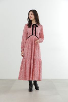 セール 40%OFF】フラワープリントサテンラッフルワンピース