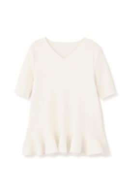 ADORE - ADORE(アドーア) チュニック サイズ38 M レディース美品  - 531-2170515 白 半袖/ドライストレッチフリルヘムトップス ドライストレッチフリルヘムトップス（5312170515