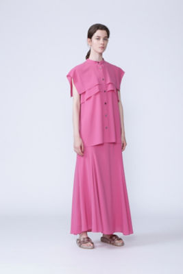 【SALE】イージーポリエステルマーメードスカート ピンク ロングスカート