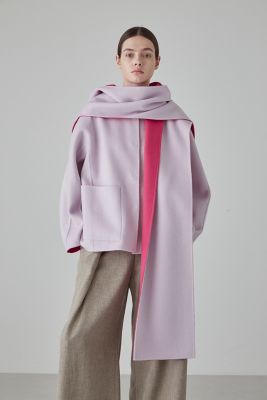 カシミヤ混 2TONE リバーフードストール