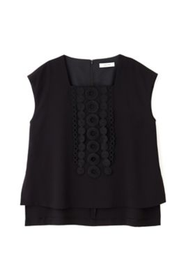 ADORE【超美品】サークルレースブラウス黒（38） 定価44000円 ◇サークルレースフリンジブラウス（5314210702