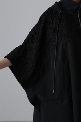 未使用級✨ 現行品 アドーア グログランレースコンビポンチョ コート 黒 ◇コンパクトグログランコート（5315152101） | ADORE