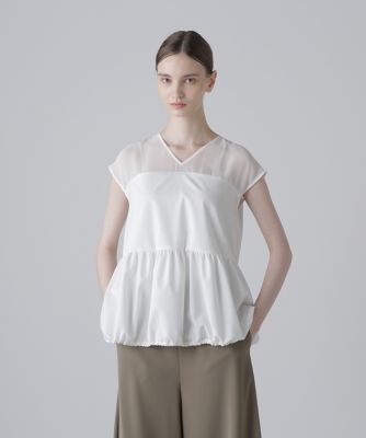 ADEAM PO ストレッチ ブラウス ADEAM（FOXEY） アディアム シャツ ブラウス Weekend Top リボン 半袖