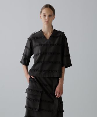 極美品☆アドーア クルーネック ブラウス プルオーバー ゆったり 黒 AOYAMA 【洋服の青山】《最短当日発送》ブラウス 長袖 レディース 春夏