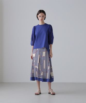 アドーアADORE◎アシメトリースカート◎青38 セール】 ライトストレッチバックタックアシンメトリースカート