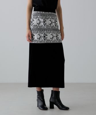VALENTINOのレーススカート RED VALENTINO チュールレース ロングフレアスカート ブラック