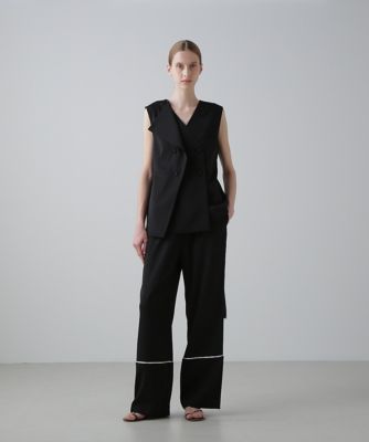 極美品 アドーア ADORE 2WAYダブルクロスパンツ ブラック 38 シルク