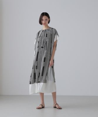 美品【アドーア】ツイードワンピース アシンメトリーヘム フリンジ 