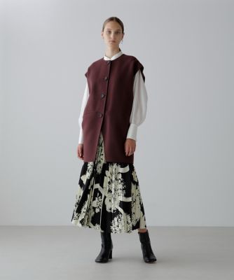 ユナイテッドアローズ　リバー　ノーカラー　ウール　ジレ ソリッドウールリバーノーカラージレ（5315250902） | ADORE