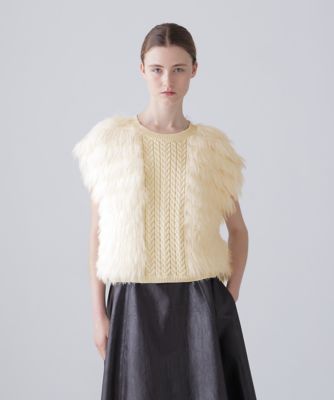 早い者勝ちホワイトフード付きセーター 1PIUTUGUALE3GOLF Mサイズ ◇フェザーヤーンニット（5316270821） | ADORE (Women