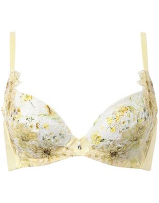【タグ付き未使用】3/4ブラジャーイエローフラワージェンヌコレクション F80 タグ付き未使用】3/4ブラジャーイエローフラワージェンヌ