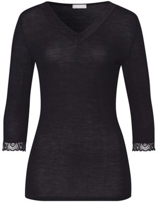 薄くてあったかい♡ ハンロHANRO ウールシルクインナートップス七分袖　XS ハンロ 身生地ウール・シルク素材 トップス（7分袖） UIH424