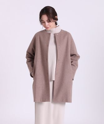 UNUSED ウール ノーカラー コート 16AW グレー サイズ1