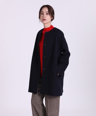 ノーカラーコート《Super110's Wool