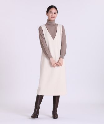 ＜I.T.’S. INTERNATIONAL（Women）＞圧縮ウールＶネックジャンパースカート（１０２４１２１０１８）