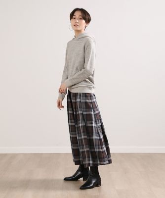 先染めチェックタックフレアロングスカート（１０２４１５２０３２）