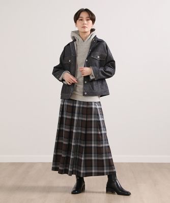 先染めチェックタックフレアロングスカート（１０２４１５２０３２）