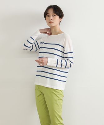 ＜I.T.’S. INTERNATIONAL（Women）＞ボートネックボーダーニット　（１０３１１７００１６）