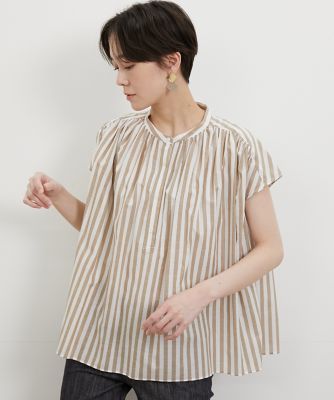 ＜I.T.’S. INTERNATIONAL（Women）＞ストライプギャザーブラウス（１０３２１８２０２７）