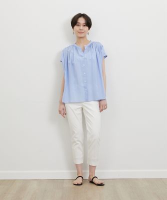 極美品 ドゥロワー リネン 梯子レース ギャザー フレンチスリーブ ブラウス ブラック.jpg