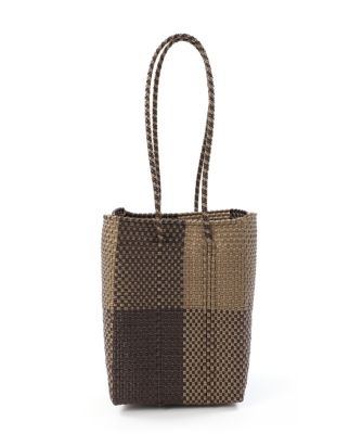 MERCADO BAG - 3 COLORS CHECK - Metallic Blue / Cream / Black