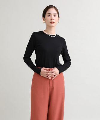 I.T.'S. INTERNATIONAL（Women）/イッツインターナショナル ベーシッククルーネックカットソー《スビン綿MIXフライス》(1040190004) クロ トップス【三越伊勢丹/公式】