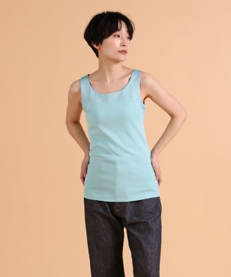 サテン切り替えタンクトップ《スビン綿ＭＩＸフライス》（１０４０１９０００８）