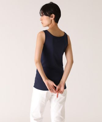 サテン切り替えタンクトップ《スビン綿MIXフライス