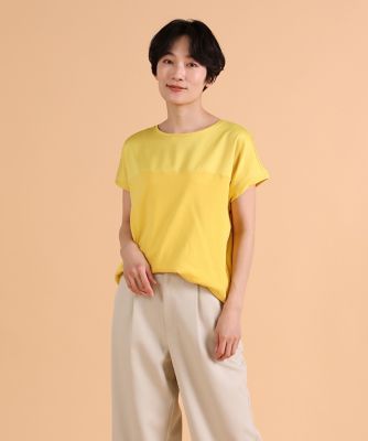 I.T.'S. INTERNATIONAL（Women）/イッツインターナショナル サテン切り替えワイドカットソー《スビン綿MIXフライス》(1040190011) イエロー トップス【三越伊勢丹/公式】
