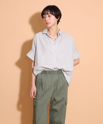 ＜I.T.’S. INTERNATIONAL（Women）＞オーガニックコットンスキッパーストライプシャツ（１０４２１８２０５６）