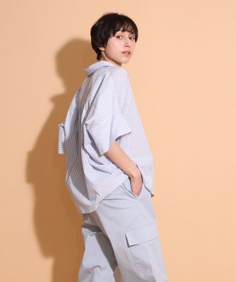 オーガニックコットンスキッパーストライプシャツ（１０４２１８２０５７）