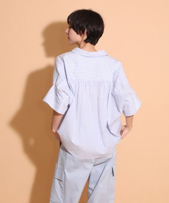 オーガニックコットンスキッパーストライプシャツ（１０４２１８２０５７）