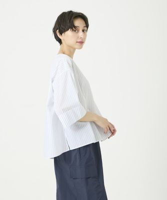 クルーネックストライプブラウス（１０４３１８２０２０）