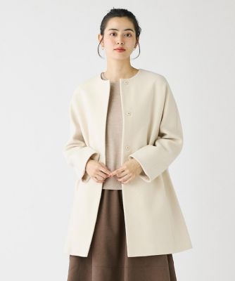 ＜I.T.’S. INTERNATIONAL（Women）＞ノーカラーメルトンコート《Ｓｕｐｅｒ１１０’ｓ　Ｗｏｏｌ》（１０４４１１１０１２）