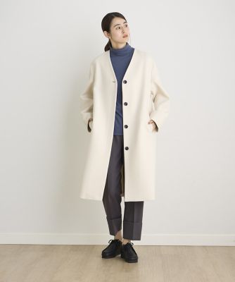カラーレスロングメルトンコート《Ｓｕｐｅｒ１１０’ｓ　Ｗｏｏｌ》（１０４４１１１０１３）