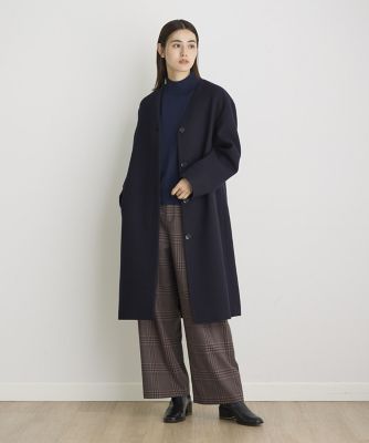 カラーレスロングメルトンコート《Ｓｕｐｅｒ１１０’ｓ　Ｗｏｏｌ》（１０４４１１１０１３）