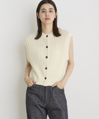 I.T.’S. INTERNATIONAL（Women）/イッツインターナショナル ケーブル柄2WAYアルパカニットジレ(1044178040)