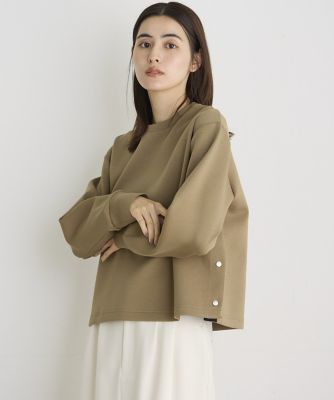 （新品タグ、替えボタン付）Siena Bicolor Rib Knit Set ドットボタンサイドスリットスウェット（1044190026