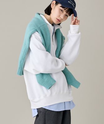 ＜I.T.’S. INTERNATIONAL（Women）＞《ユニセックス》オーバーサイズワッフルハーフジッププルオーバー（１０４４１９００４２）