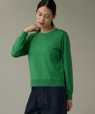 I.T.'S. INTERNATIONAL（Women）/イッツインターナショナル ウォッシャブルウールベーシッククルーネックニット《HARMONY》(1050170006) 50ミドリ トップス【三越伊勢丹/公式】