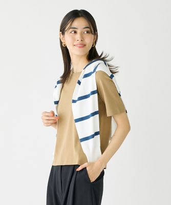 I.T.'S. INTERNATIONAL（Women）/イッツインターナショナル クルーネックTシャツ《スビン綿MIXフライス》(1050190010) 43モカチャ トップス【三越伊勢丹/公式】