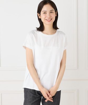 I.T.’S. INTERNATIONAL（Women）/イッツインターナショナル サテン切り替えドルマンプルオーバー《スビン綿MIXフライス》(1050190011)