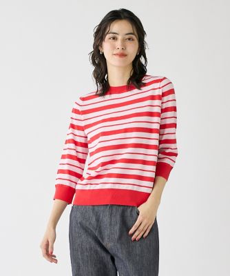 ＜I.T.’S. INTERNATIONAL（Women）＞５分袖ボーダークルーネックプルオーバー（１０５１１７００２２）