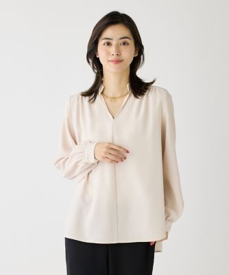 バックサテンスタンドカラーブラウス（1052182029