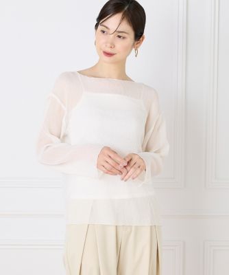 ＜I.T.’S. INTERNATIONAL（Women）＞シアー楊柳ボートネックプルオーバー（１０５２１８２０６６）