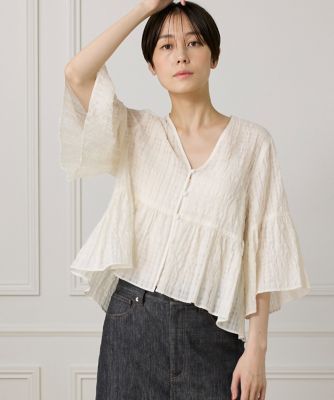 I.T.’S. INTERNATIONAL（Women）/イッツインターナショナル シアーチェックペプラムブラウス（１０５２１８２０７２）
