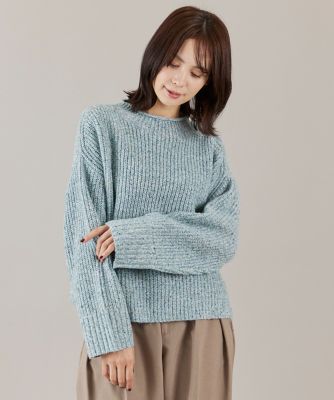 カラーネップ畦編みロールネックプルオーバー（1054170050