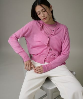 I.T.'S. INTERNATIONAL（Women）/イッツインターナショナル クルーネックニットカーディガン《Melty air wool》(1054178020) 31ピンク トップス【三越伊勢丹/公式】
